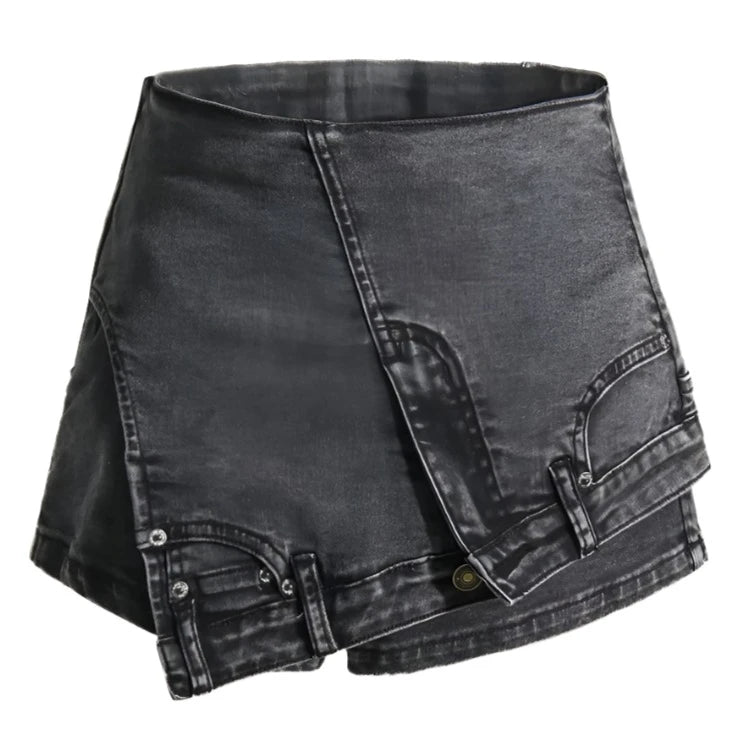 Asymmetrical Denim Skort