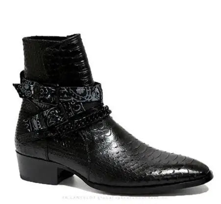 Genuine Leather Bandana Strap Boots