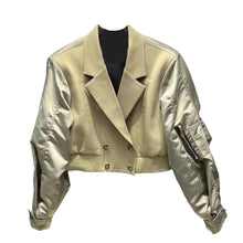 Load image into Gallery viewer, Short Patch Bomber Blazer Jacket
