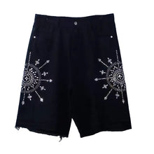 Load image into Gallery viewer, Black Crystal Star Denim Shorts
