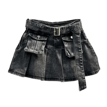 Load image into Gallery viewer, Grey Denim Pleated Skirt
