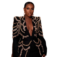 Load image into Gallery viewer, Luxury Crystal Caped Blazer Dress-Modern Baby Las Vegas
