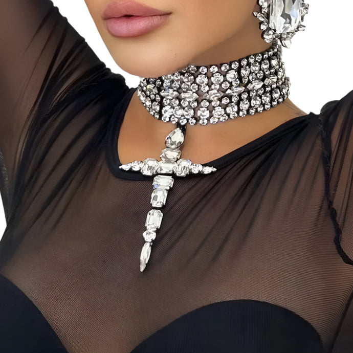 Multi-Layer Cross Choker Pendant Necklace-Modern Baby Las Vegas