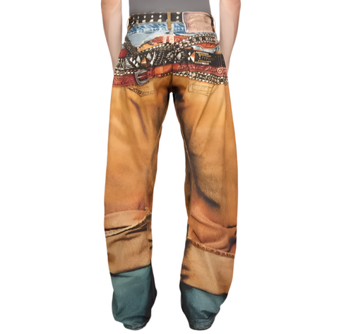 Digital Printed Multi-Belt Denim Jeans-Modern Baby Las Vegas
