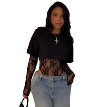 Load image into Gallery viewer, Crop Top Lace Bodysuit
