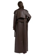 Load image into Gallery viewer, Long Belted Leather Coat
