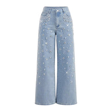 Load image into Gallery viewer, Pearl And Rhinestone Denim Jeans

