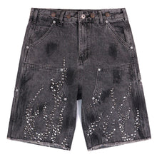Load image into Gallery viewer, Fire Beaded Denim Shorts

