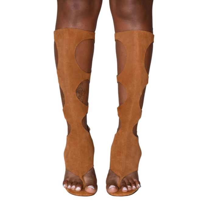 Suede Hollow Out Sandal Boots-Modern Baby Las Vegas