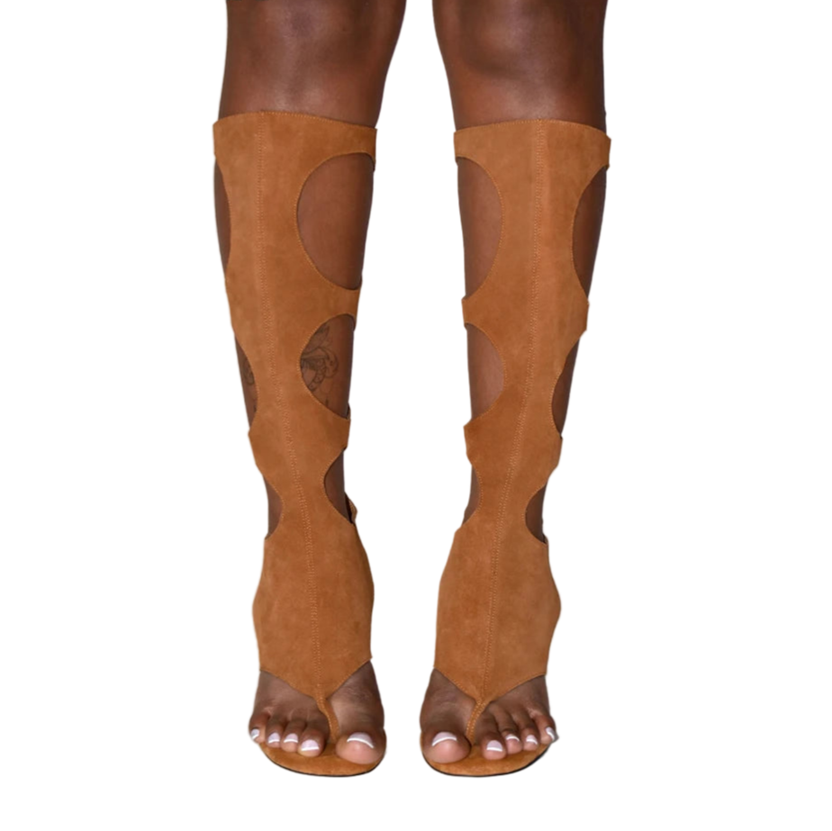 Suede Hollow Out Sandal Boots-Modern Baby Las Vegas