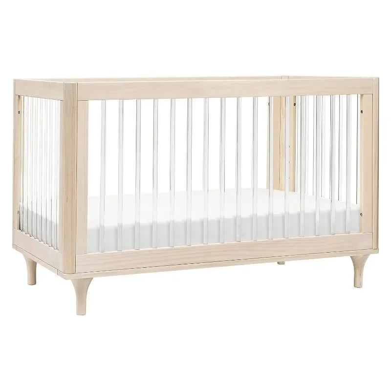 3-in-1 Natural Wood Acrylic Baby Crib