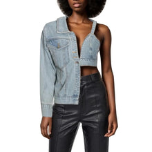 Load image into Gallery viewer, Patch Hollow Out Denim Jacket | Modern Baby Las Vegas
