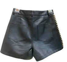 Load image into Gallery viewer, Crystal Rivet Beaded Leather Shorts
