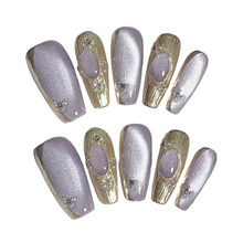 Load image into Gallery viewer, 10pc Long Metal Press On Nails
