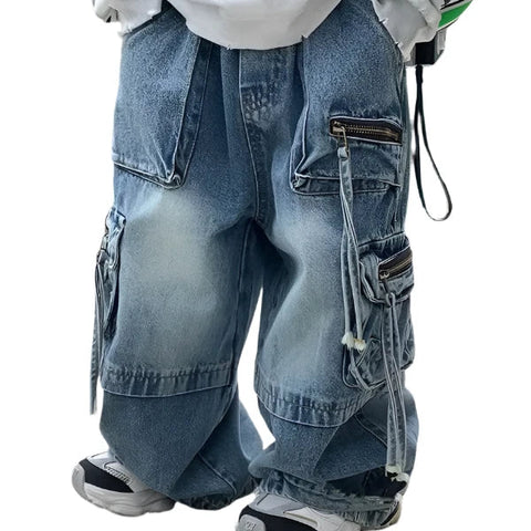 Wide-Leg Pocket Denim Jeans-Modern Baby Las Vegas