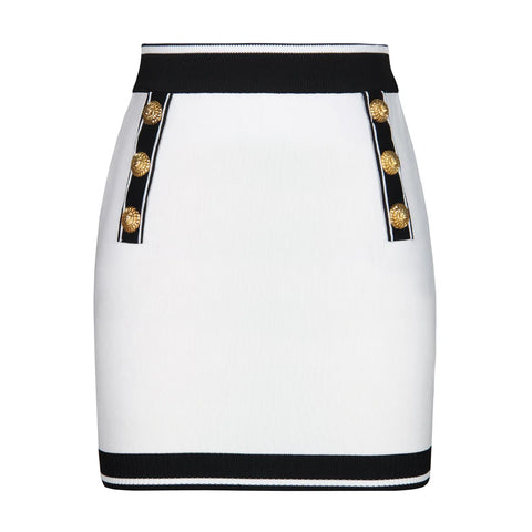 Knit Gold Button Crop Top And Skirt-Modern Baby Las Vegas