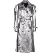 Load image into Gallery viewer, Metallic Croc Print Trench Coat
