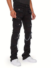 Load image into Gallery viewer, Multi-Pocket Denim Cargo Pants
