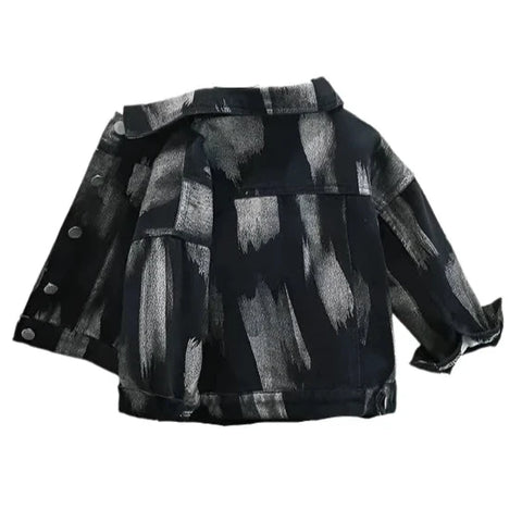 Brush Print Denim Jacket-Modern Baby Las Vegas