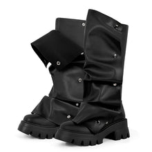 Load image into Gallery viewer, Black Plaftorm Fold-Over Boots
