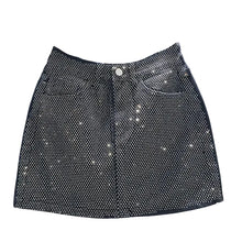 Load image into Gallery viewer, Silver Beaded Denim Skirt
