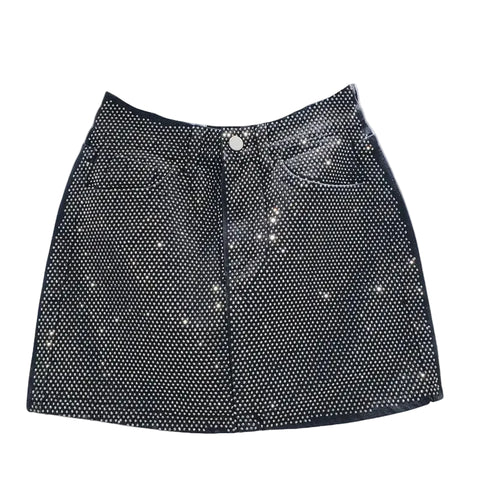 Silver Beaded Denim Skirt