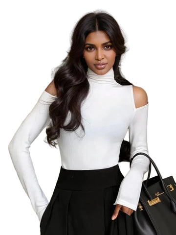 Pop Out Shoulder Turtleneck