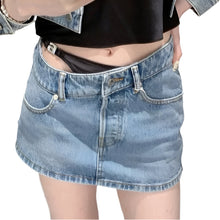 Load image into Gallery viewer, Letter Patch Pop Pop Out Denim Skirt
