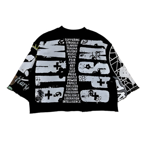 Black Graffiti Print Top-Modern Baby Las Vegas