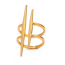 Load image into Gallery viewer, Vintage 18K Gold Plated Parallel Double Line Ring
