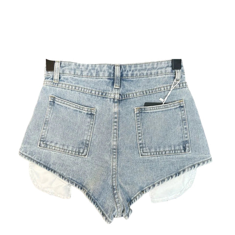 Pop Out Mesh Crystal Denim Shorts