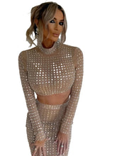 Load image into Gallery viewer, Crystal Mesh Crop Top Dress Set
