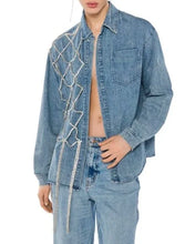 Load image into Gallery viewer, Crystal web Patch Denim Top
