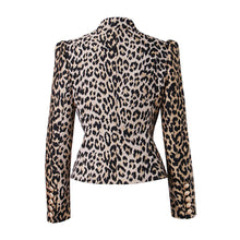 Load image into Gallery viewer, Gold Button Leopard Blazer Jacket
