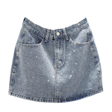 Load image into Gallery viewer, Silver Beaded Denim Skirt
