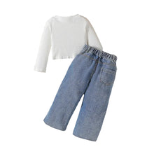 Load image into Gallery viewer, White Heart Denim Jean Set
