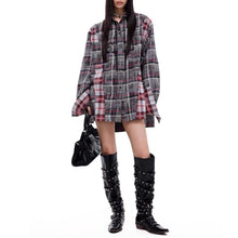 Load image into Gallery viewer, Plaid Cross Beaded Top
