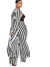 Load image into Gallery viewer, Black And White Striped  Pant Set
