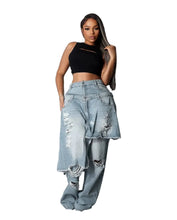 Load image into Gallery viewer, Ripped Patch Layered Denim Jeans
