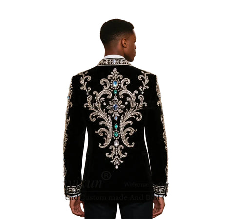 Long Green Crystal Design Suit