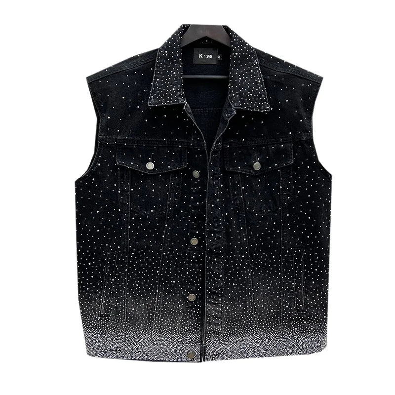 Silver Studded Denim Vest