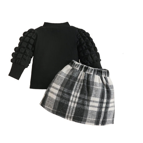 Pleated Plaid Skirt Set