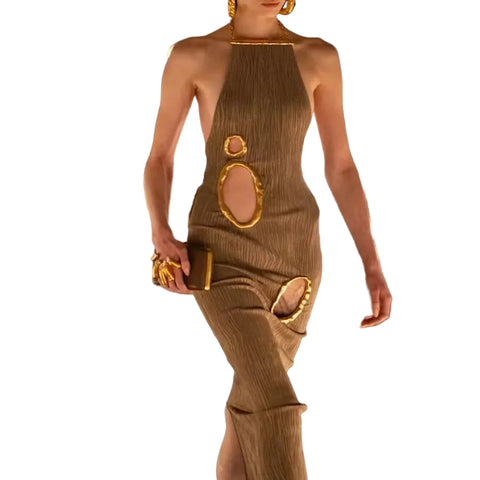 Hollow Out Metal Circle Dress
