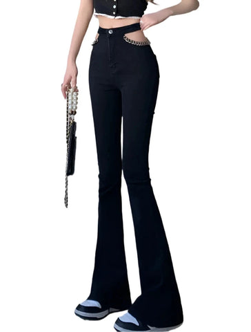 Hollow Out Denim Chain Jeans-Modern Baby Las Vegas