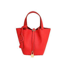 Load image into Gallery viewer, Genuine Leather Bucket Tote Bag
