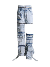 Load image into Gallery viewer, Interchangeable Zipper Pocket Denim Jeans
