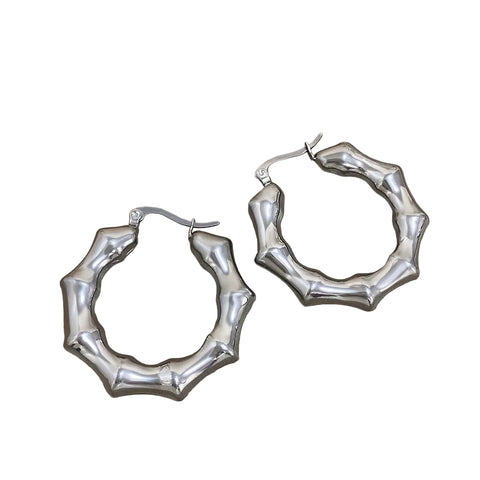 Chunky Bamboo Hoop Earrings