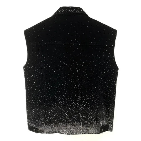 Silver Studded Denim Vest