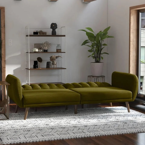 Green Ribbed Sleeper Sofa-Modern Baby Las Vegas