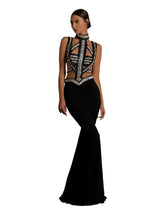 Load image into Gallery viewer, Crystal Diamond Hollow Out Backless Bandage Dress
